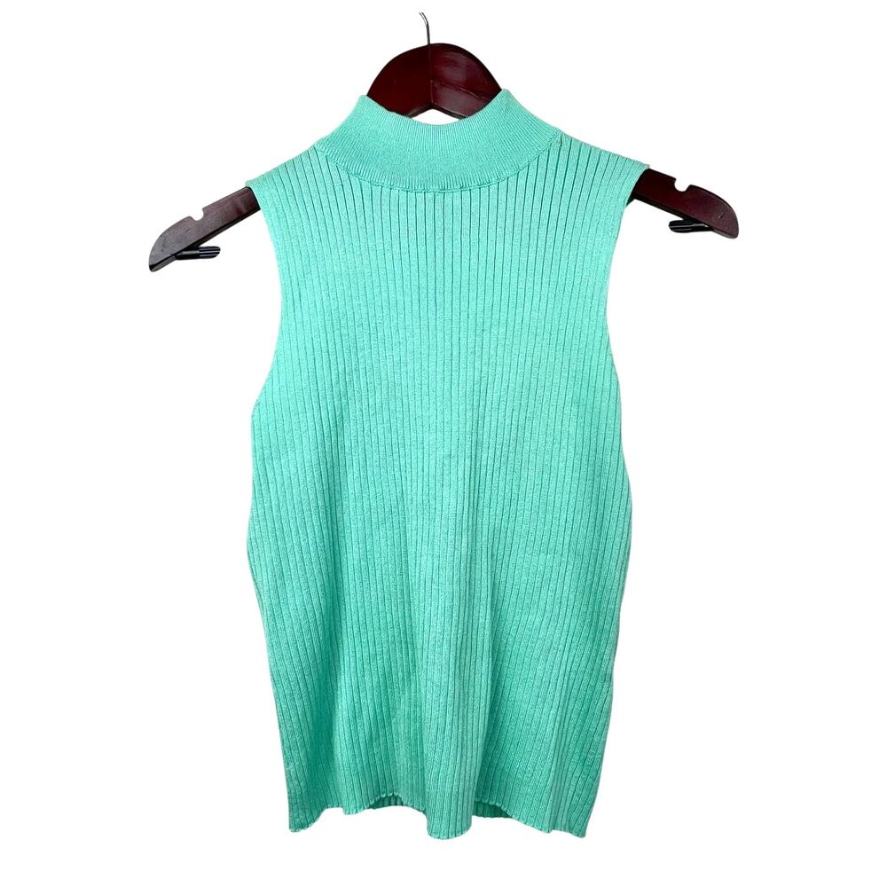 Vtg Y2K 90s Rue 21 Womens Top Sz M Preppy Minimalist Coastal Sleeveless Seafoam